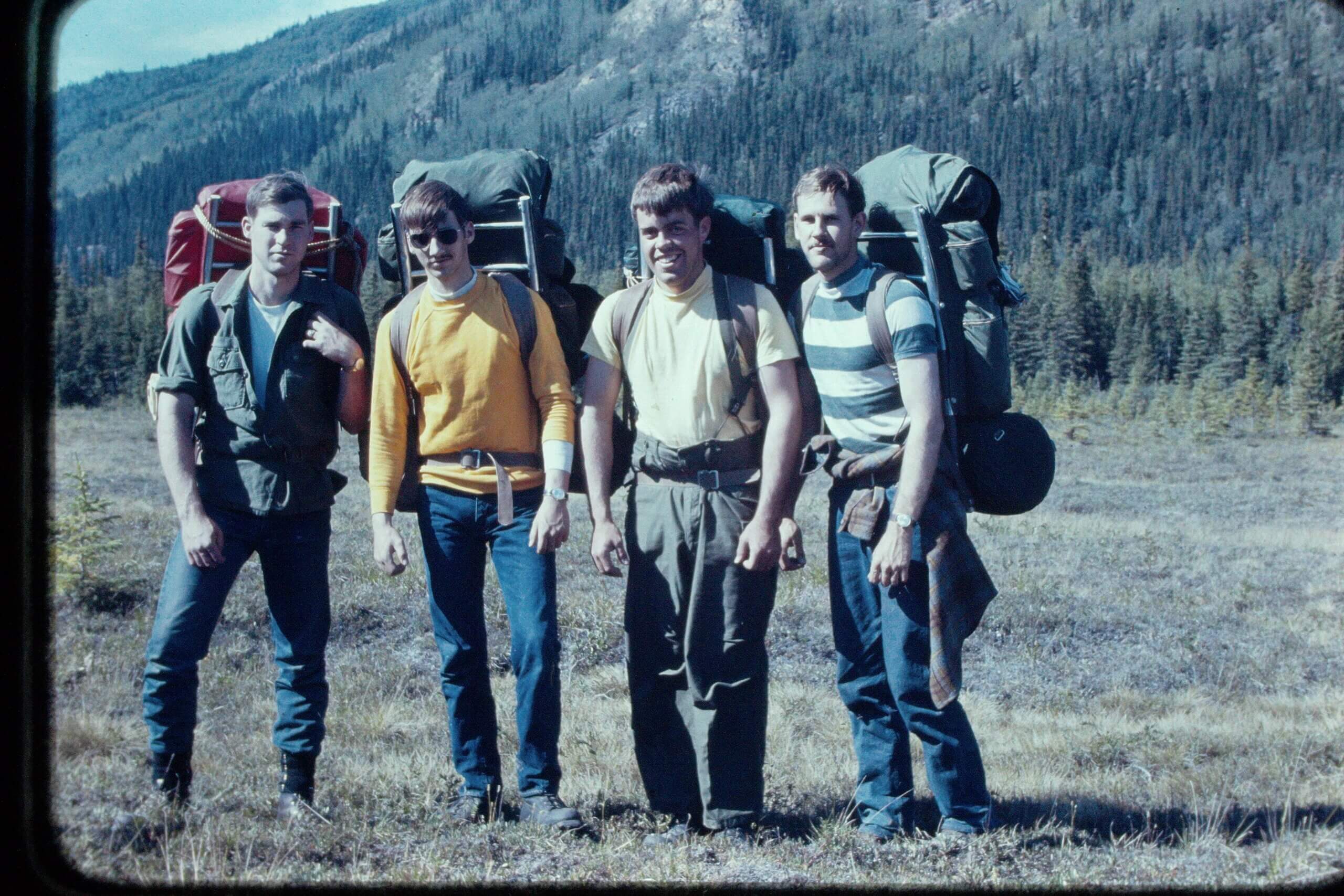 Bill Barnett, Tom Blume, Jeff Weih, and Hoff starting Gerstle Glacier trip